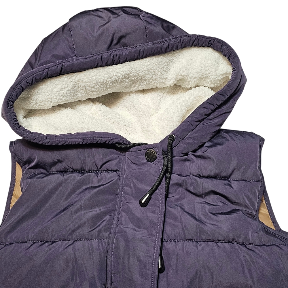 Nuage Quilted Long Puffer Vest With Hood Purple Size XS - Picture 3 of 12